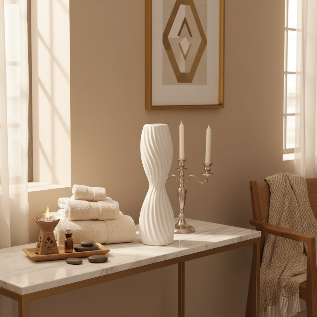 AKDC Premium Modern Sculptural Ceramic Flower Vase – Elegant White Finish, Artistic Unique Shape Home Décor Accent, 39 × 11 cm - Al Kabayel Discount CentreAKDC Premium Modern Sculptural Ceramic Flower Vase – Elegant White Finish, Artistic Unique Shape Home Décor Accent, 39 × 11 cmFlower/Plant PotsAKDCAl Kabayel Discount Centre