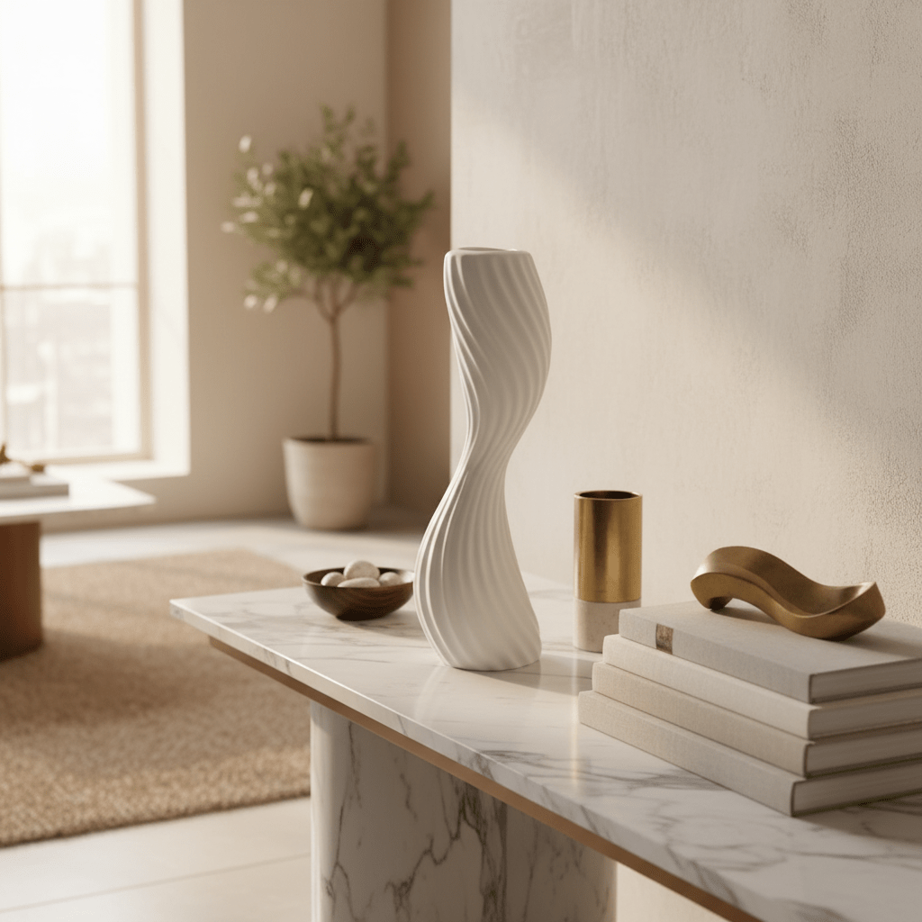 AKDC Premium Modern Sculptural Ceramic Flower Vase – Elegant White Finish, Artistic Unique Shape Home Décor Accent, 39 × 11 cm - Al Kabayel Discount CentreAKDC Premium Modern Sculptural Ceramic Flower Vase – Elegant White Finish, Artistic Unique Shape Home Décor Accent, 39 × 11 cmFlower/Plant PotsAKDCAl Kabayel Discount Centre