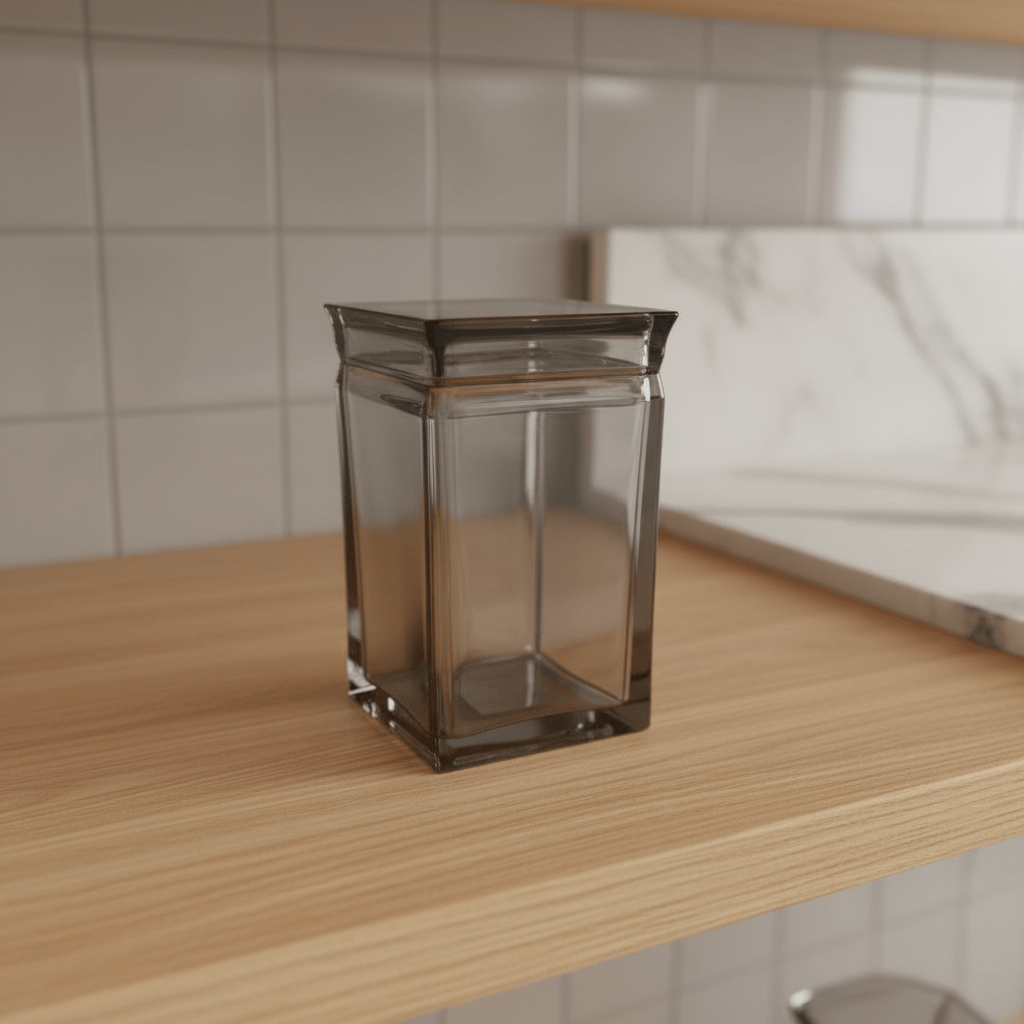 AKDC Premium Square Airtight Acrylic Storage Canister with Black Transparent Finish – Modern Kitchen Organizer, 1000 ml - Al Kabayel Discount CentreAKDC Premium Square Airtight Acrylic Storage Canister with Black Transparent Finish – Modern Kitchen Organizer, 1000 mlJars & Food SaversAKDCAl Kabayel Discount Centre