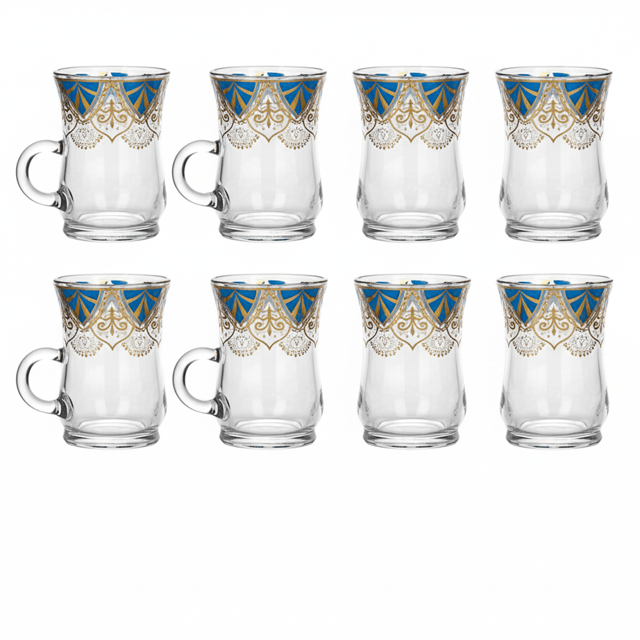 AKDC Premium Tea Glass Set of Six Pieces with Blue and Gold Decorative Finish 100 ml - Al Kabayel Discount CentreAKDC Premium Tea Glass Set of Six Pieces with Blue and Gold Decorative Finish 100 mlTumblersAKDCAl Kabayel Discount Centre