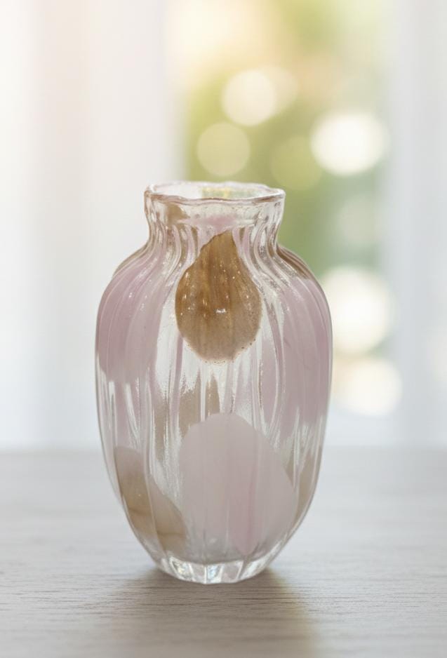 AKDC Premium Transparent Glass Vase with Stylish Brown & Pink Pattern Design – 30×15 cm Artistic Décor - Al Kabayel Discount CentreAKDC Premium Transparent Glass Vase with Stylish Brown & Pink Pattern Design – 30×15 cm Artistic DécorFlower/Plant PotsAKDCAl Kabayel Discount Centre