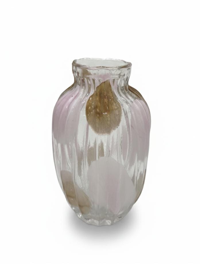 AKDC Premium Transparent Glass Vase with Stylish Brown & Pink Pattern Design – 30×15 cm Artistic Décor - Al Kabayel Discount CentreAKDC Premium Transparent Glass Vase with Stylish Brown & Pink Pattern Design – 30×15 cm Artistic DécorFlower/Plant PotsAKDCAl Kabayel Discount Centre