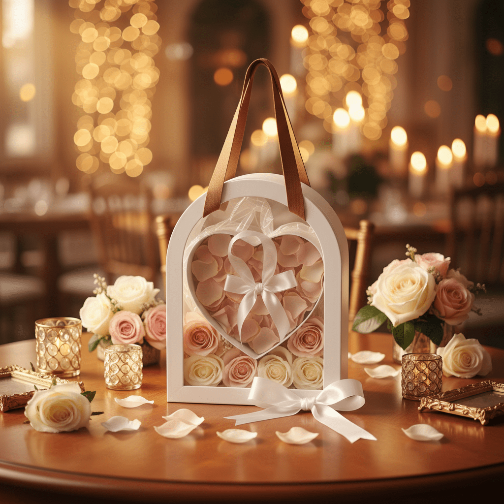 AKDC Premium White Arch Frame Heart Gift Cardboard Box with Transparent Lid & Faux Leather Handles for Wedding Gifts & Elegant Packaging - Al Kabayel Discount CentreAKDC Premium White Arch Frame Heart Gift Cardboard Box with Transparent Lid & Faux Leather Handles for Wedding Gifts & Elegant PackagingPacking & Wrapping SuppliesAKDCAl Kabayel Discount Centre