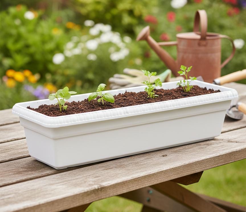 AKDC Premium White Large Plastic Plant Pot – Modern Rectangular Planter – 63×16×20 cm - Al Kabayel Discount CentreAKDC Premium White Large Plastic Plant Pot – Modern Rectangular Planter – 63×16×20 cmFlower/Plant PotsAKDCAl Kabayel Discount Centre