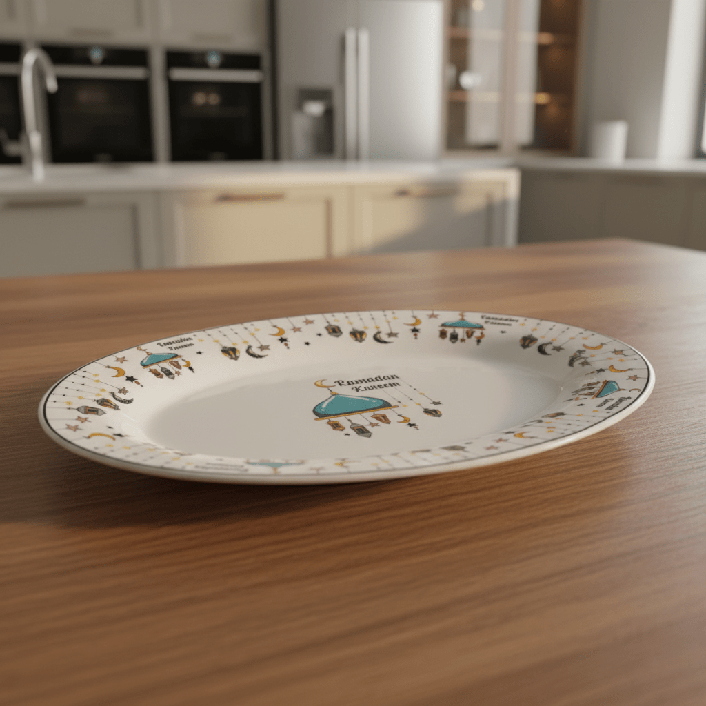 AKDC Ramadan Collection White Ceramic Oval Serving Plate – Elegant Festive Tableware, 30 × 20cm - Al Kabayel Discount CentreAKDC Ramadan Collection White Ceramic Oval Serving Plate – Elegant Festive Tableware, 30 × 20cmPlatesAKDCAl Kabayel Discount Centre