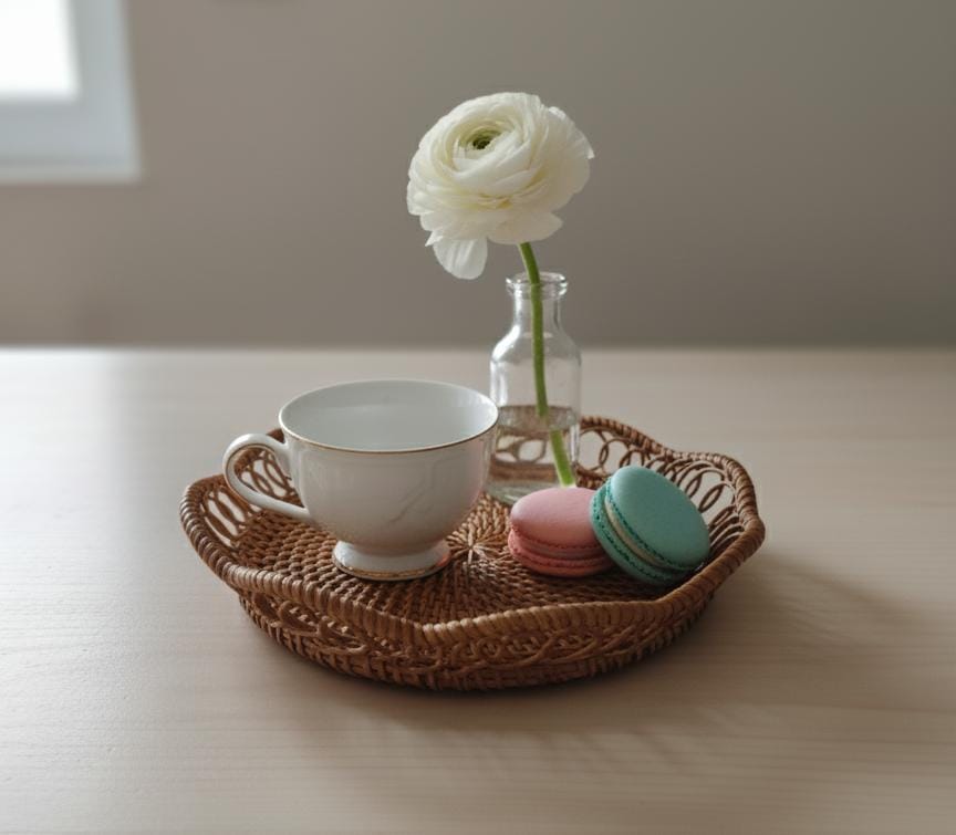 AKDC Rattan Round Tray 20 cm – Small Natural Handwoven Serving Tray - Al Kabayel Discount CentreAKDC Rattan Round Tray 20 cm – Small Natural Handwoven Serving TrayOrganizers & AccessoriesAKDCAl Kabayel Discount Centre