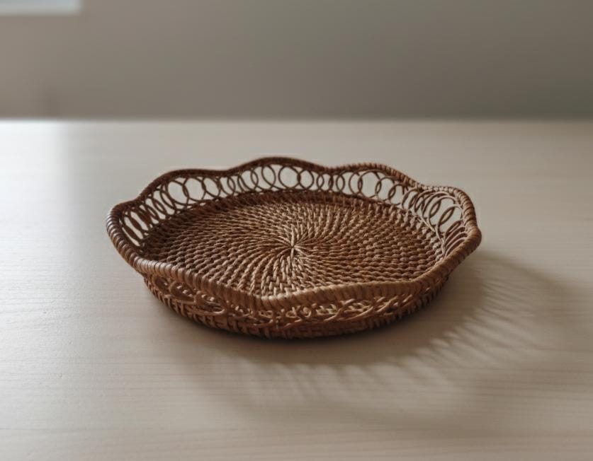 AKDC Rattan Round Tray 20 cm – Small Natural Handwoven Serving Tray - Al Kabayel Discount CentreAKDC Rattan Round Tray 20 cm – Small Natural Handwoven Serving TrayOrganizers & AccessoriesAKDCAl Kabayel Discount Centre