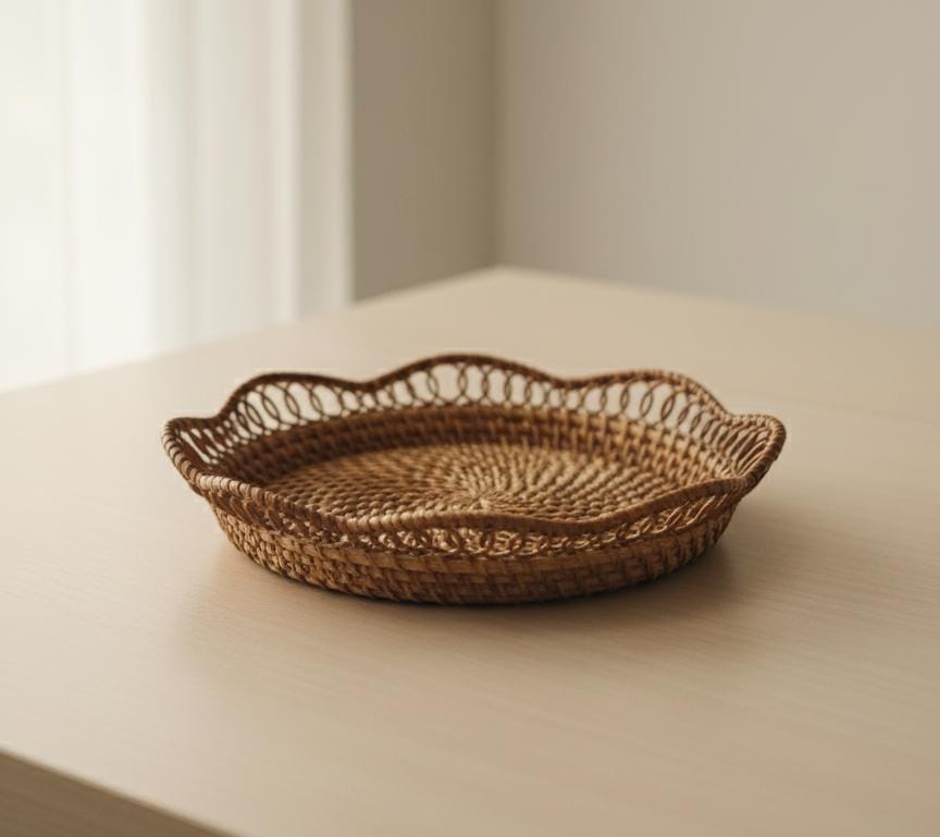 AKDC Rattan Round Tray 24 cm – Medium Handcrafted Natural Serving Tray - Al Kabayel Discount CentreAKDC Rattan Round Tray 24 cm – Medium Handcrafted Natural Serving TrayOrganizers & AccessoriesAKDCAl Kabayel Discount Centre