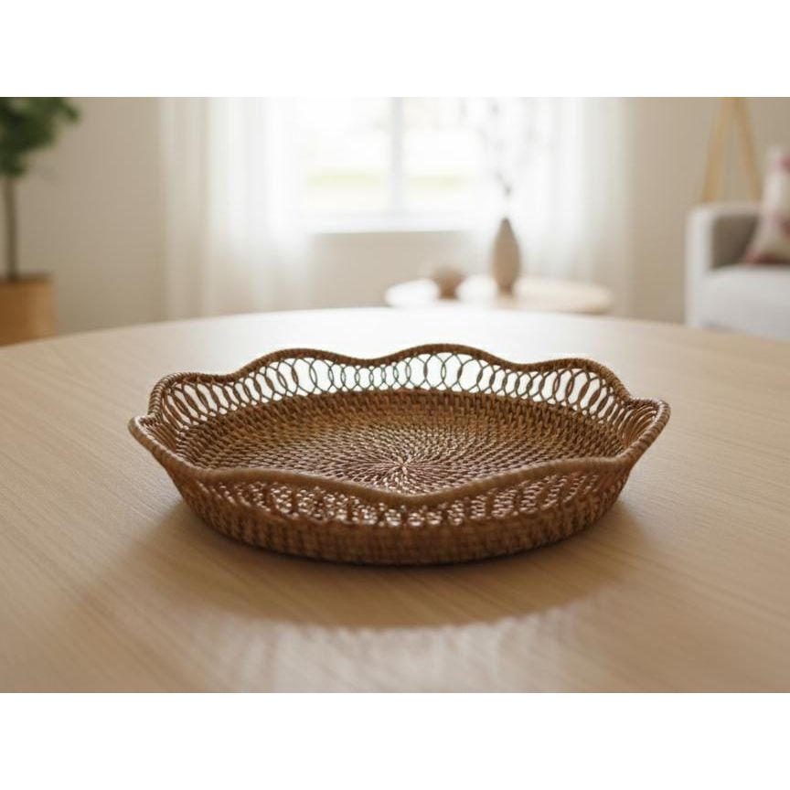 AKDC Rattan Round Tray 28 cm – Large Handwoven Decorative Serving Tray - Al Kabayel Discount CentreAKDC Rattan Round Tray 28 cm – Large Handwoven Decorative Serving TrayOrganizers & AccessoriesAKDCAl Kabayel Discount Centre