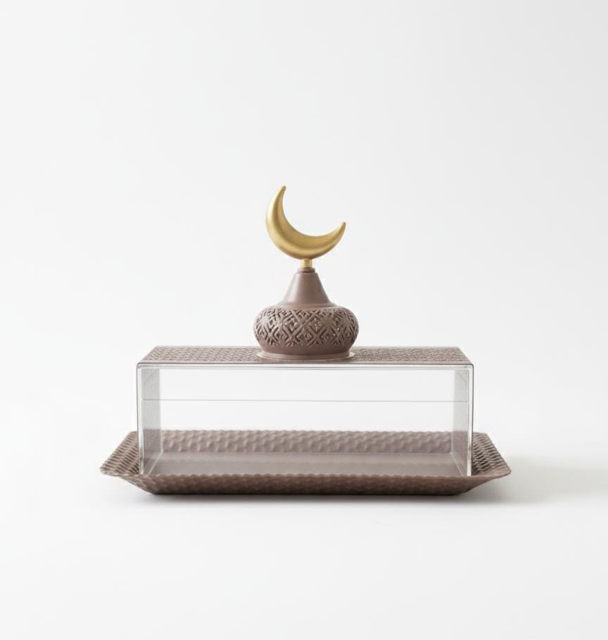 AKDC Rectangular Metal Serving Tray with Acrylic Lid 24×16×20 cm – Compact Brown Design Ideal for Ramadan Use - Al Kabayel Discount CentreAKDC Rectangular Metal Serving Tray with Acrylic Lid 24×16×20 cm – Compact Brown Design Ideal for Ramadan UseServing TraysAKDCAl Kabayel Discount Centre