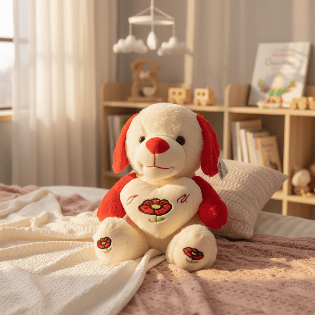 AKDC Red and Cream Color Dog Soft Plush Toy – 30 cm Stuffed Animal for Kids - Al Kabayel Discount CentreAKDC Red and Cream Color Dog Soft Plush Toy – 30 cm Stuffed Animal for KidsToysAKDCAl Kabayel Discount Centre
