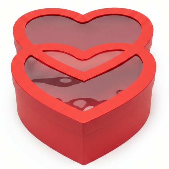 AKDC Romantic Red Double Heart - Shaped Cardboard Gift Box with Clear Plastic Cover for Chocolates, Jewelry & Valentine Gift Packaging – 32×22×10 cm - Al Kabayel Discount CentreAKDC Romantic Red Double Heart - Shaped Cardboard Gift Box with Clear Plastic Cover for Chocolates, Jewelry & Valentine Gift Packaging – 32×22×10 cmPacking & Wrapping SuppliesAKDCAl Kabayel Discount Centre