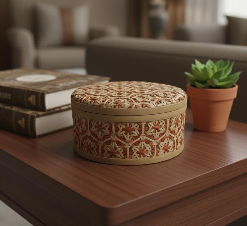 AKDC Round Bamboo Mesh Basket with Lid 26 cm – Large Decorative Food Storage Basket - Al Kabayel Discount CentreAKDC Round Bamboo Mesh Basket with Lid 26 cm – Large Decorative Food Storage BasketOrganizers & AccessoriesAKDCAl Kabayel Discount Centre