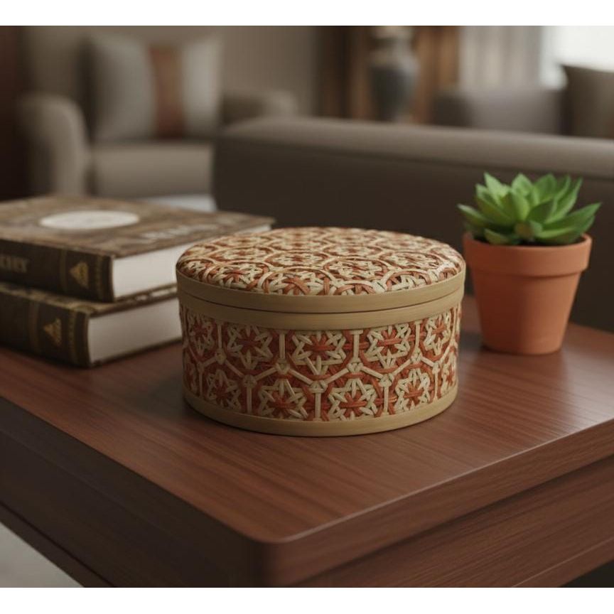 AKDC Round Bamboo Mesh Basket with Lid 26 cm – Large Decorative Food Storage Basket - Al Kabayel Discount CentreAKDC Round Bamboo Mesh Basket with Lid 26 cm – Large Decorative Food Storage BasketOrganizers & AccessoriesAKDCAl Kabayel Discount Centre