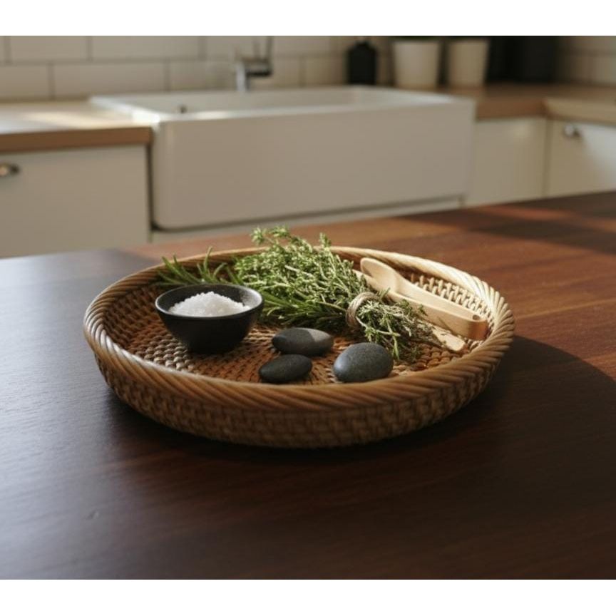 AKDC Round Bamboo Tray 28 cm – Large Natural Wooden Serving Tray - Al Kabayel Discount CentreAKDC Round Bamboo Tray 28 cm – Large Natural Wooden Serving TrayOrganizers & AccessoriesAKDCAl Kabayel Discount Centre
