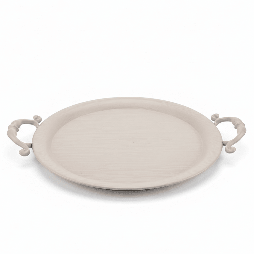 AKDC Round Beige Metal Serving Tray with Handles – Modern Decorative Serving Tray 30 cm - Al Kabayel Discount CentreAKDC Round Beige Metal Serving Tray with Handles – Modern Decorative Serving Tray 30 cmServing TraysAKDCAl Kabayel Discount Centre