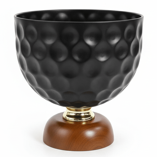 AKDC Round Decorative Metal Fruit Bowl with Solid Wooden Base – Modern Black and Natural Wood Finish Fruit Basket for Dining Table and Kitchen Counter, Size 20 × 20 cm - Al Kabayel Discount CentreAKDC Round Decorative Metal Fruit Bowl with Solid Wooden Base – Modern Black and Natural Wood Finish Fruit Basket for Dining Table and Kitchen Counter, Size 20 × 20 cmBowlsAKDCAl Kabayel Discount Centre