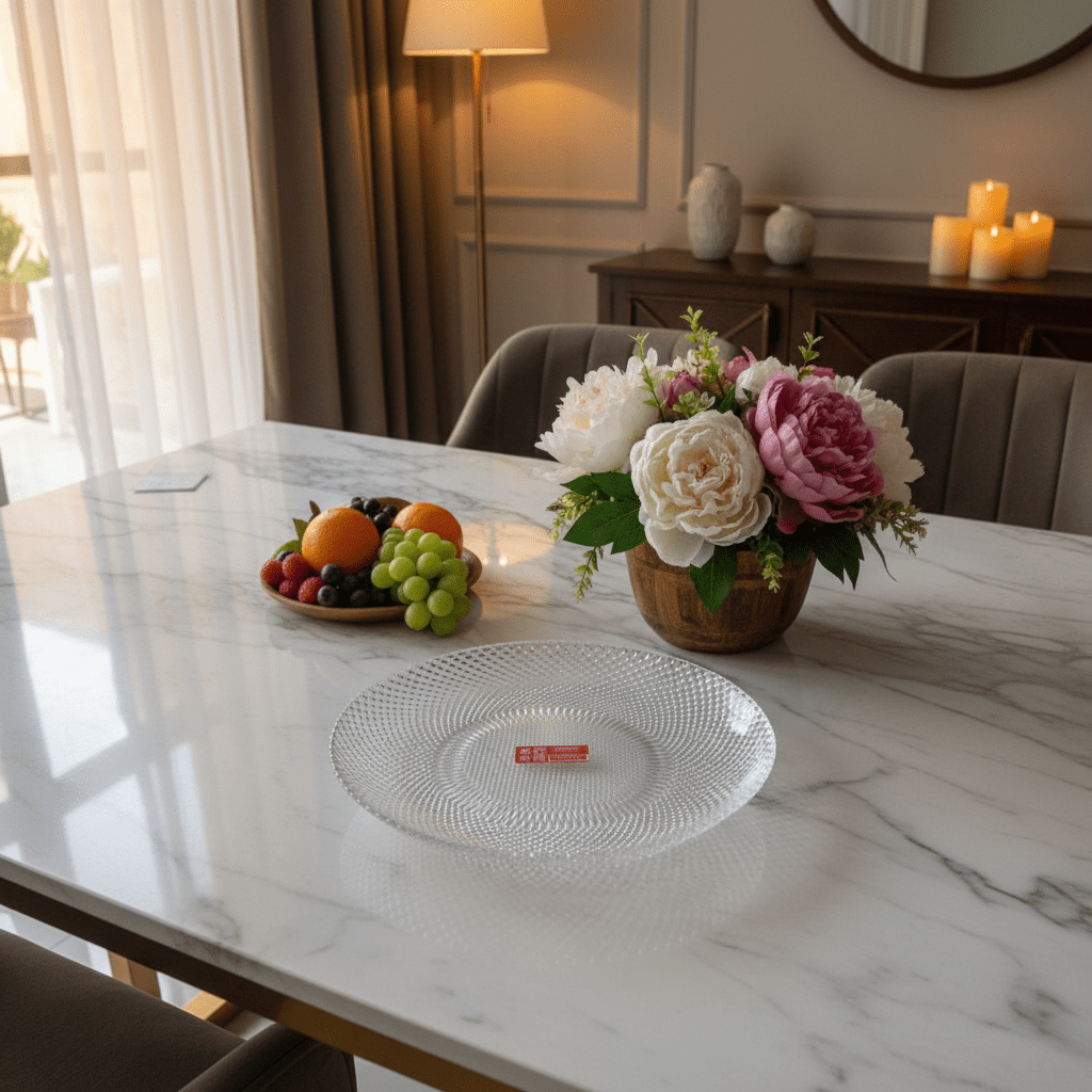 AKDC Round Glass Serving Plate – Classic Plate for Dining, Serving & Food Presentation 25 cm - Al Kabayel Discount CentreAKDC Round Glass Serving Plate – Classic Plate for Dining, Serving & Food Presentation 25 cmserving traysAKDCAl Kabayel Discount Centre