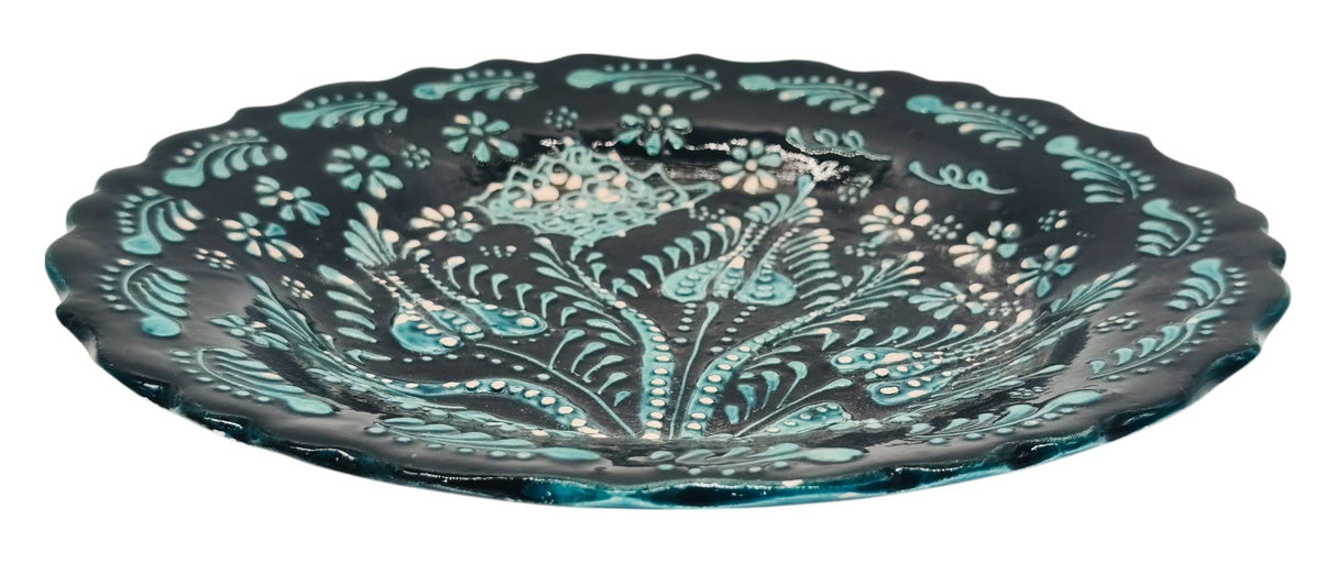 AKDC Round Handmade Plate 25cm, Black/Teal Floral Design - Al Kabayel Discount CentreAKDC Round Handmade Plate 25cm, Black/Teal Floral DesignPlatesAKDCAl Kabayel Discount Centre