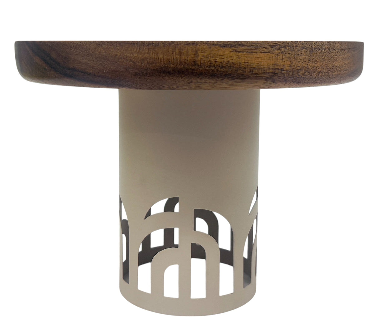 AKDC Round Metal Footed with Wooden Cake Tray 23cm*18cm, Ivory/Wooden - Al Kabayel Discount CentreAKDC Round Metal Footed with Wooden Cake Tray 23cm*18cm, Ivory/WoodenServing TraysAKDCAl Kabayel Discount Centre