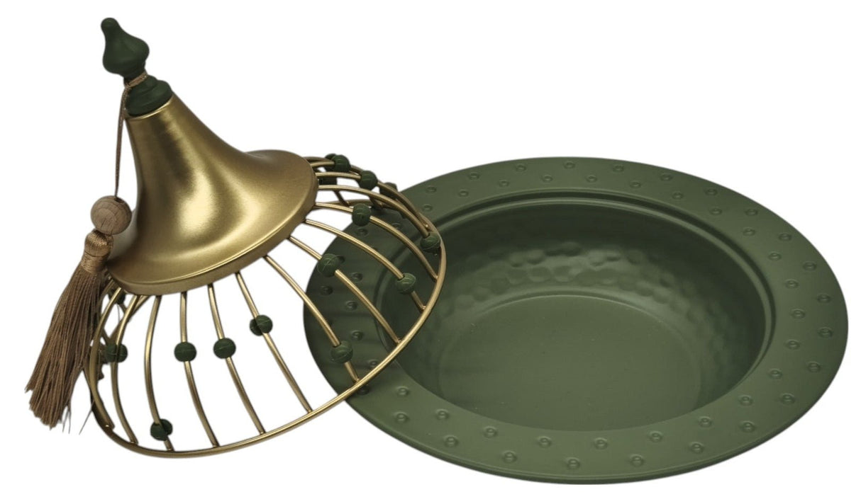 AKDC Round Metal Tajine with Dome 18cm*18cm, Green/Golden - Al Kabayel Discount CentreAKDC Round Metal Tajine with Dome 18cm*18cm, Green/GoldenCookwareAKDCAl Kabayel Discount Centre