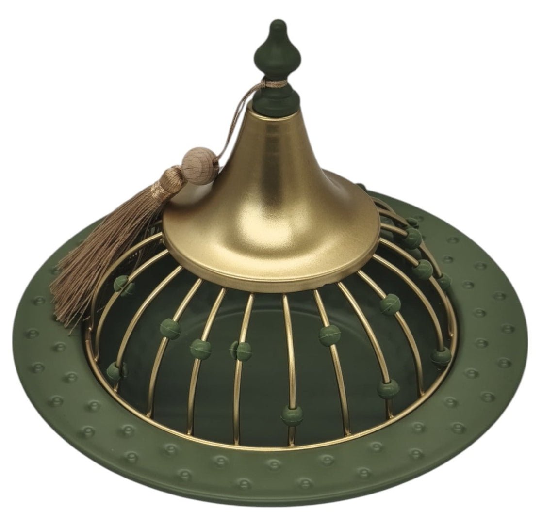 AKDC Round Metal Tajine with Dome 18cm*18cm, Green/Golden - Al Kabayel Discount CentreAKDC Round Metal Tajine with Dome 18cm*18cm, Green/GoldenCookwareAKDCAl Kabayel Discount Centre