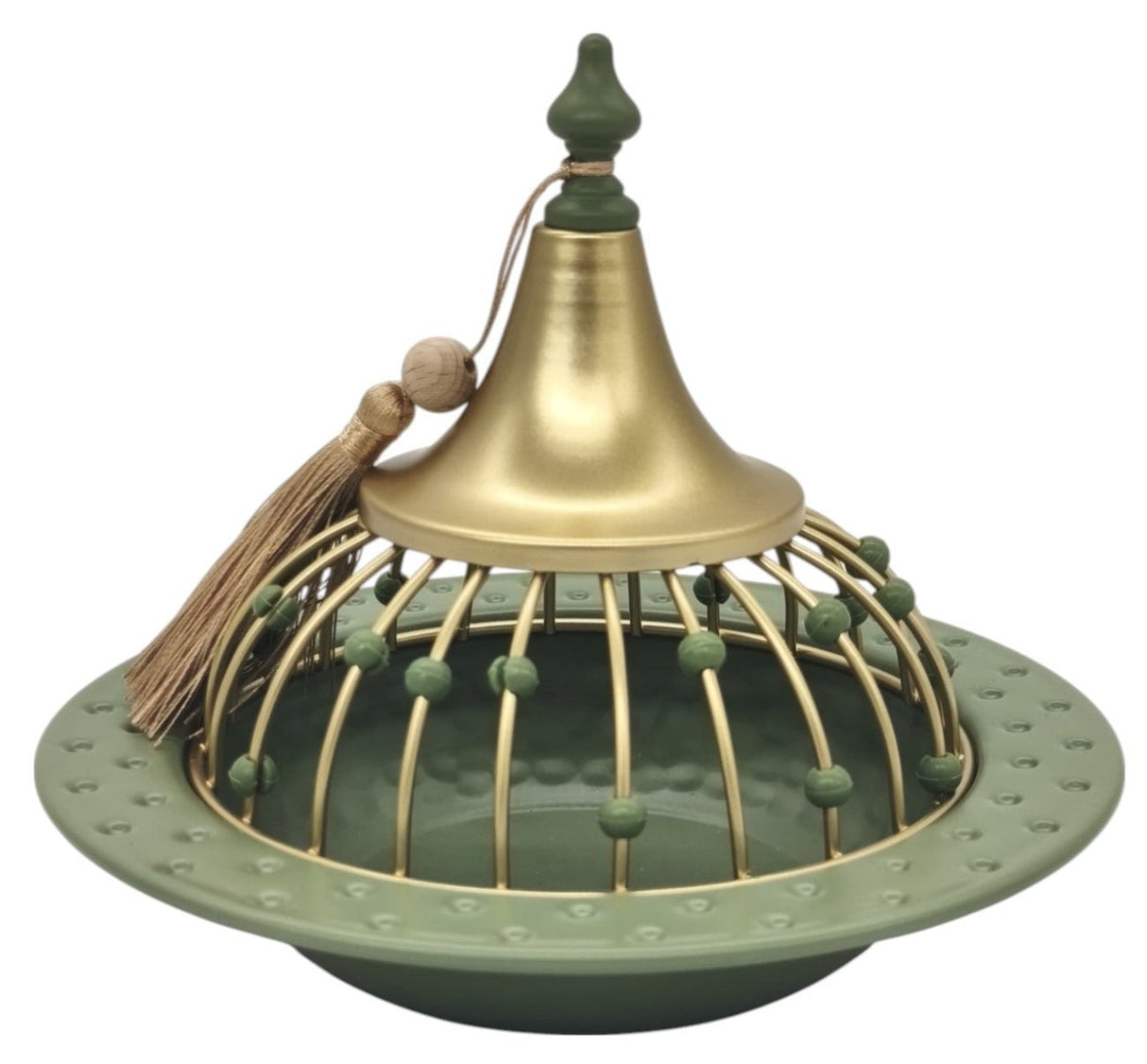 AKDC Round Metal Tajine with Dome 20cm*18cm, Green/Golden - Al Kabayel Discount CentreAKDC Round Metal Tajine with Dome 20cm*18cm, Green/GoldenCookwareAKDCAl Kabayel Discount Centre
