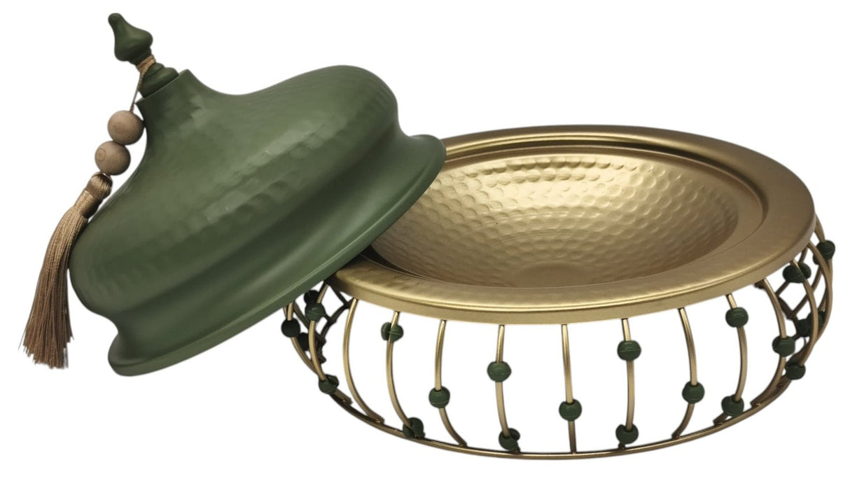AKDC Round Metal Tajine with Lid 15cm*15cm, Green/Golden - Al Kabayel Discount CentreAKDC Round Metal Tajine with Lid 15cm*15cm, Green/GoldenCookwareAKDCAl Kabayel Discount Centre