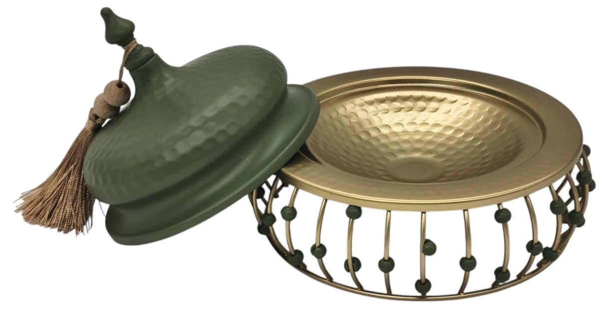 AKDC Round Metal Tajine with Lid 18cm*16cm, Green/Golden - Al Kabayel Discount CentreAKDC Round Metal Tajine with Lid 18cm*16cm, Green/GoldenCookwareAKDCAl Kabayel Discount Centre