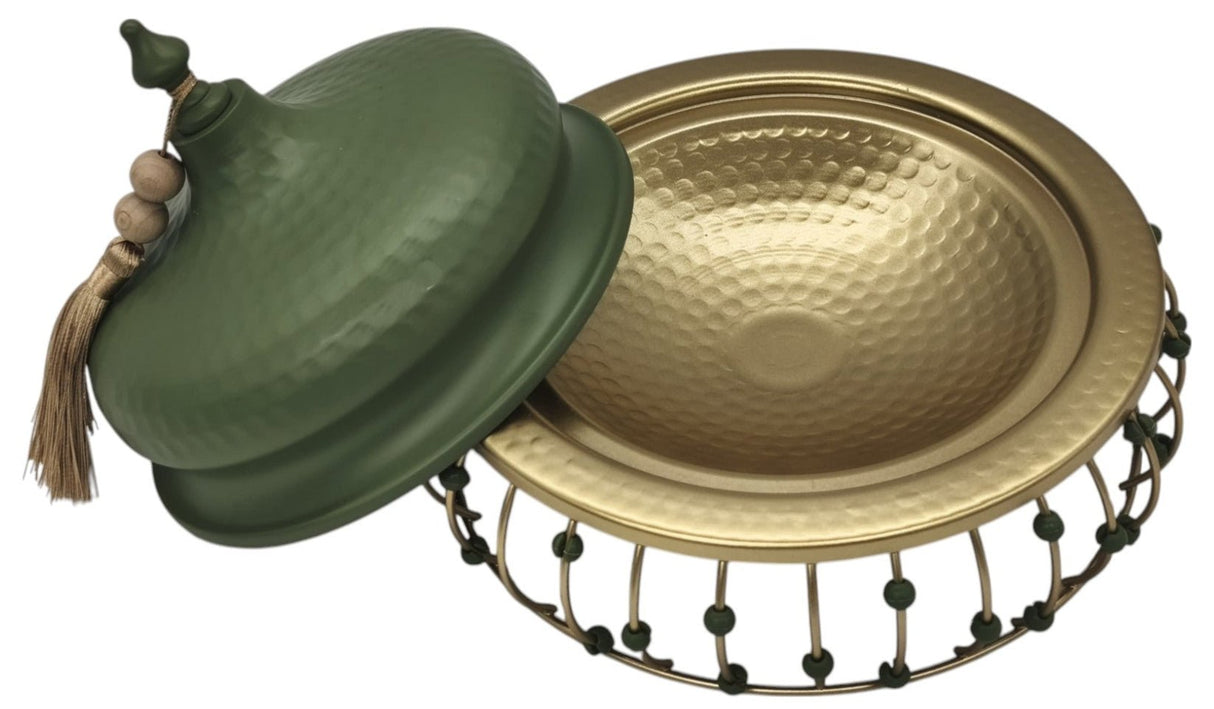 AKDC Round Metal Tajine with Lid 21cm*19cm, Green/Golden - Al Kabayel Discount CentreAKDC Round Metal Tajine with Lid 21cm*19cm, Green/GoldenCookwareAKDCAl Kabayel Discount Centre