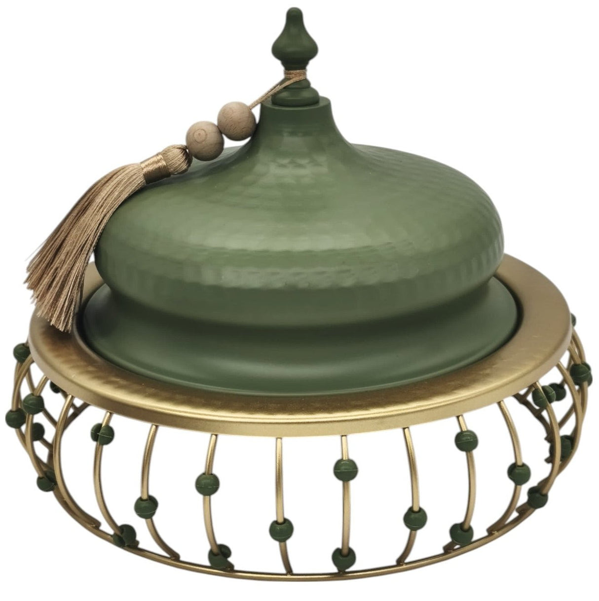 AKDC Round Metal Tajine with Lid 21cm*19cm, Green/Golden - Al Kabayel Discount CentreAKDC Round Metal Tajine with Lid 21cm*19cm, Green/GoldenCookwareAKDCAl Kabayel Discount Centre