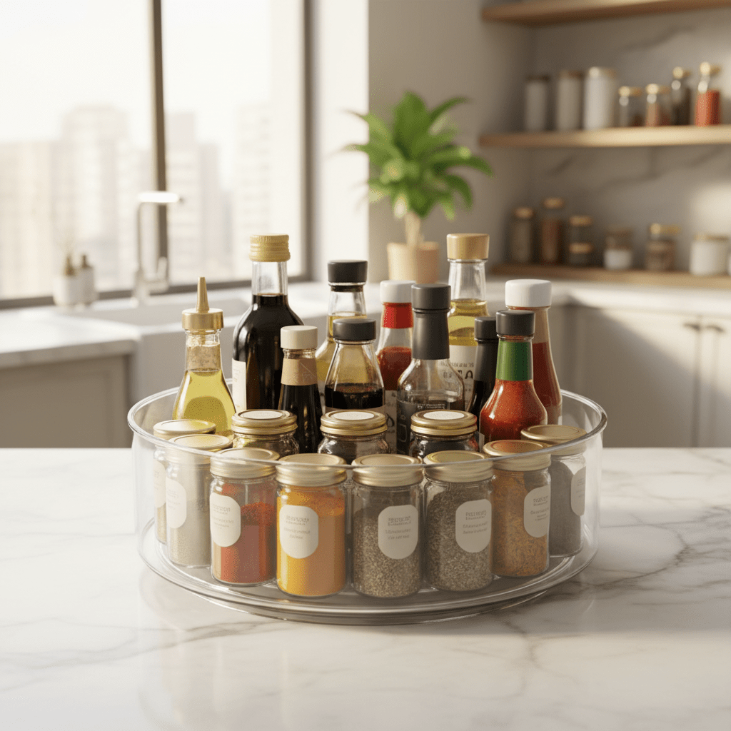 AKDC Round Plastic Rotating Organizer 23cm*8.5cm, Clear & Transparent - Al Kabayel Discount CentreAKDC Round Plastic Rotating Organizer 23cm*8.5cm, Clear & TransparentOrganizers & AccessoriesAKDCAl Kabayel Discount Centre