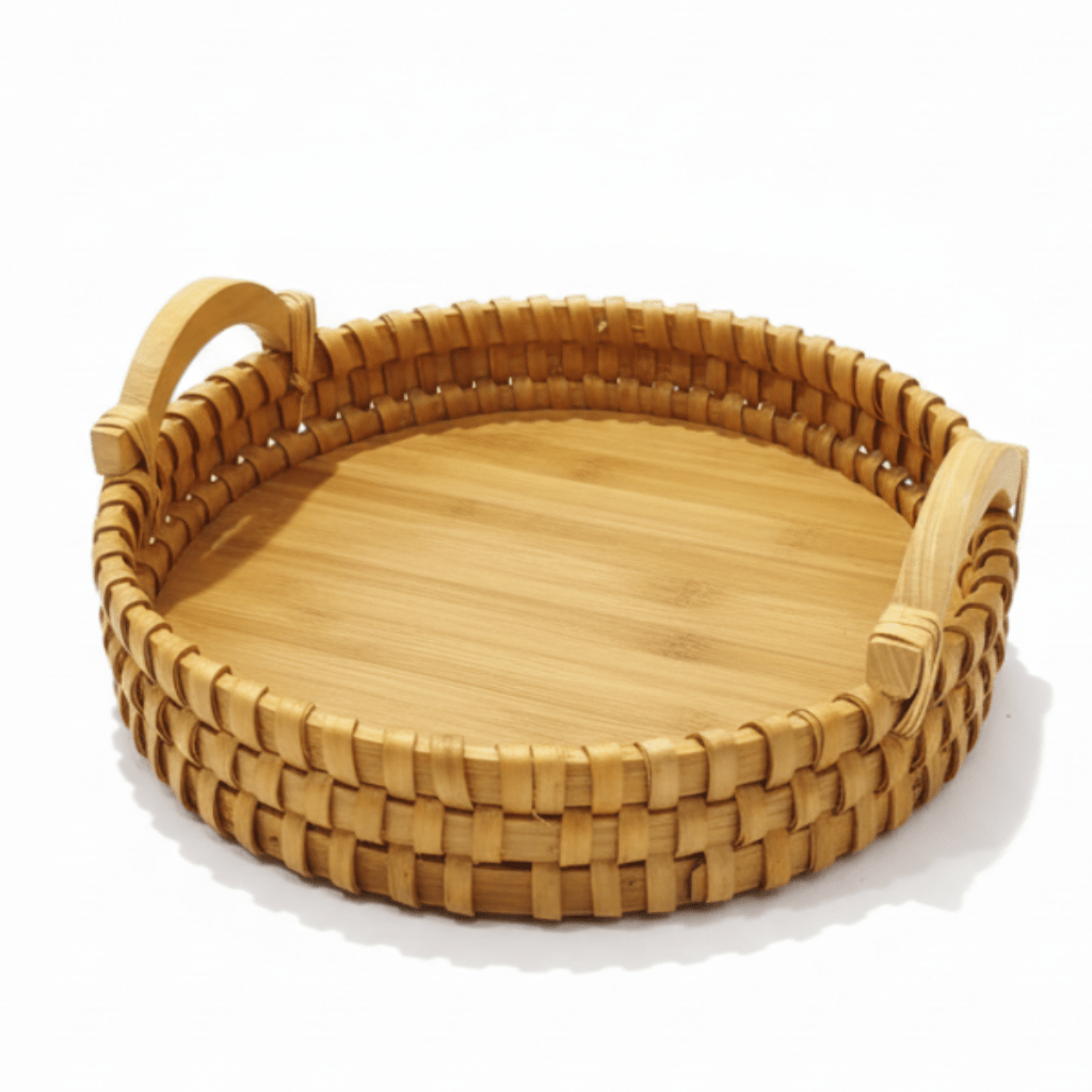 AKDC Round Wooden Basket with Handle – Natural Brown Finish, Classic Rustic Storage & Serving Basket, 26 × 6 cm - Al Kabayel Discount CentreAKDC Round Wooden Basket with Handle – Natural Brown Finish, Classic Rustic Storage & Serving Basket, 26 × 6 cmRattanAKDCAl Kabayel Discount Centre