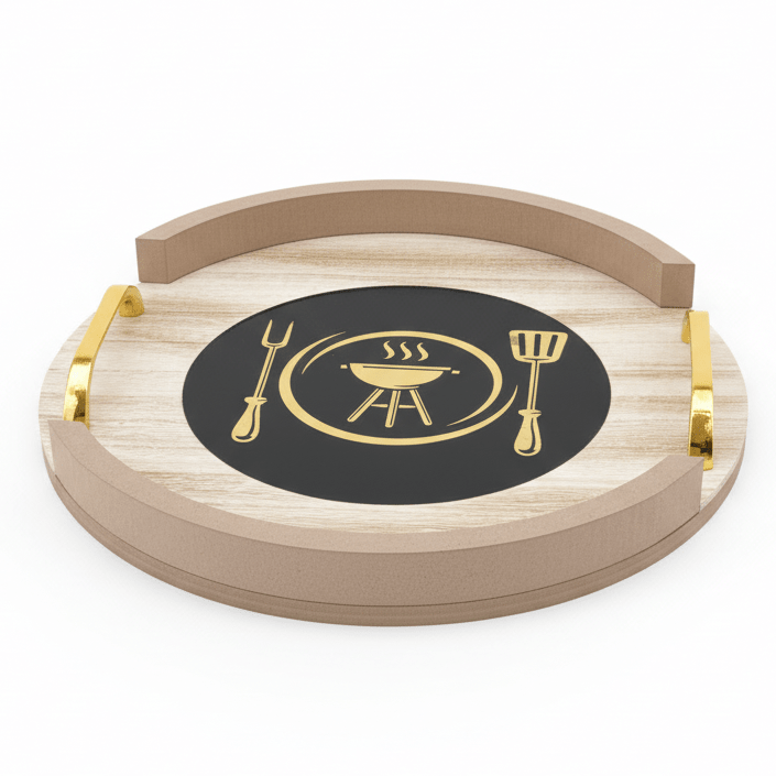 AKDC Round Wooden Serving Tray with Metal Handles – Rustic Kitchen & Dining Serving Tray 28 cm - Al Kabayel Discount CentreAKDC Round Wooden Serving Tray with Metal Handles – Rustic Kitchen & Dining Serving Tray 28 cmServing TraysAKDCAl Kabayel Discount Centre