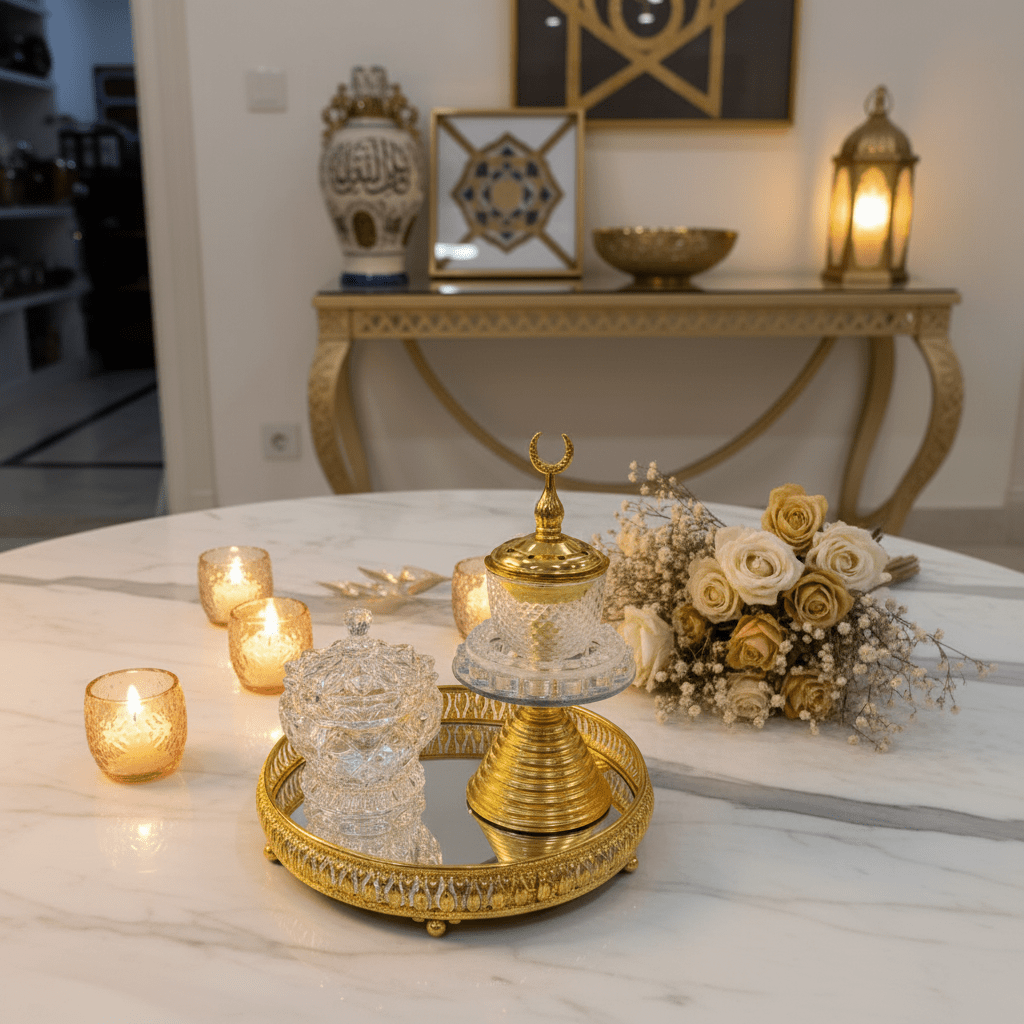 AKDC Royal Crescent Crystal & Gold Incense Burner Set | 20cm Mirrored Tray Collection - Al Kabayel Discount CentreAKDC Royal Crescent Crystal & Gold Incense Burner Set | 20cm Mirrored Tray CollectionIncense BurnerAKDCAl Kabayel Discount Centre