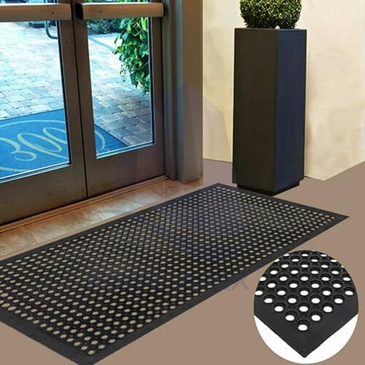 AKDC Rubber Mat 150 x 90 cm Large Outdoor Rubber Floor Entrance Mat with Holes Anti Fatigue None Slip Commercial for Industrial Kitchen Restaurant etc - Al Kabayel Discount CentreAKDC Rubber Mat 150 x 90 cm Large Outdoor Rubber Floor Entrance Mat with Holes Anti Fatigue None Slip Commercial for Industrial Kitchen Restaurant etcHome Décor AccentsAKDCAl Kabayel Discount Centre