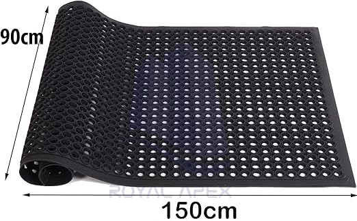 AKDC Rubber Mat 150 x 90 cm Large Outdoor Rubber Floor Entrance Mat with Holes Anti Fatigue None Slip Commercial for Industrial Kitchen Restaurant etc - Al Kabayel Discount CentreAKDC Rubber Mat 150 x 90 cm Large Outdoor Rubber Floor Entrance Mat with Holes Anti Fatigue None Slip Commercial for Industrial Kitchen Restaurant etcHome Décor AccentsAKDCAl Kabayel Discount Centre