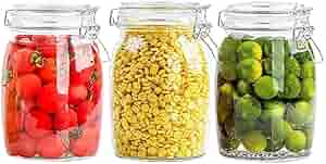 AKDC sales Glass Jar 1000ml Glass Container For Kitchen Storage pickle jar With Buckle airtight Lid Jars For Spice Masala pasta tea coffee pantry ferment grocery Kitchen glass lids Containers Set (3) - Al Kabayel Discount CentreAKDC sales Glass Jar 1000ml Glass Container For Kitchen Storage pickle jar With Buckle airtight Lid Jars For Spice Masala pasta tea coffee pantry ferment grocery Kitchen glass lids Containers Set (3)Jars & Food SaversAKDCAl Kabayel Discount Centre