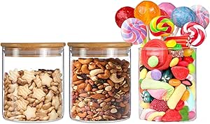 AKDC Set of 3 Round Glass Jar with Bamboo Lid, Kitchen Food Storage Containers Airtight Lids Cereals Canisters Jars for Pasta Spaghetti Tea Coffee Beans Candy Cookies Snacks (Mini - 500ML) - Al Kabayel Discount CentreAKDC Set of 3 Round Glass Jar with Bamboo Lid, Kitchen Food Storage Containers Airtight Lids Cereals Canisters Jars for Pasta Spaghetti Tea Coffee Beans Candy Cookies Snacks (Mini - 500ML)Jars & Food SaversAKDCAl Kabayel Discount Centre