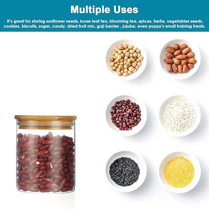 AKDC Set of 3 Round Glass Jar with Bamboo Lid, Kitchen Food Storage Containers Airtight Lids Cereals Canisters Jars for Pasta Spaghetti Tea Coffee Beans Candy Cookies Snacks (Mini - 500ML) - Al Kabayel Discount CentreAKDC Set of 3 Round Glass Jar with Bamboo Lid, Kitchen Food Storage Containers Airtight Lids Cereals Canisters Jars for Pasta Spaghetti Tea Coffee Beans Candy Cookies Snacks (Mini - 500ML)Jars & Food SaversAKDCAl Kabayel Discount Centre