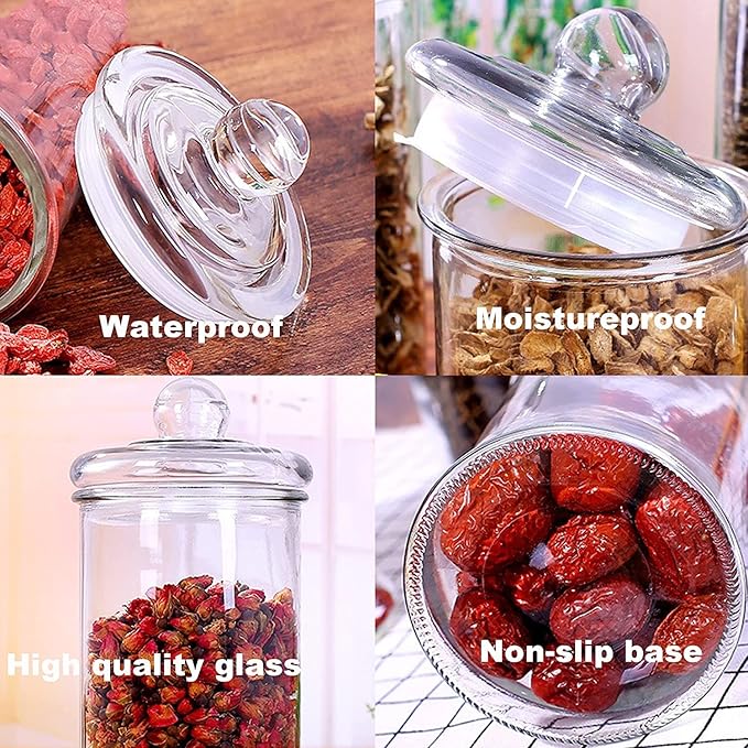 AKDC Set of 4 Glass Storage Jar Sealed Moisture - proof Food Storage Jars With Glass Lid 500 ml, Cookie Containers for Pantry, Bathroom Apothecary Canisters Airtight Lids Multipurpose Jars - Al Kabayel Discount CentreAKDC Set of 4 Glass Storage Jar Sealed Moisture - proof Food Storage Jars With Glass Lid 500 ml, Cookie Containers for Pantry, Bathroom Apothecary Canisters Airtight Lids Multipurpose JarsJars & Food SaversAKDCAl Kabayel Discount Centre