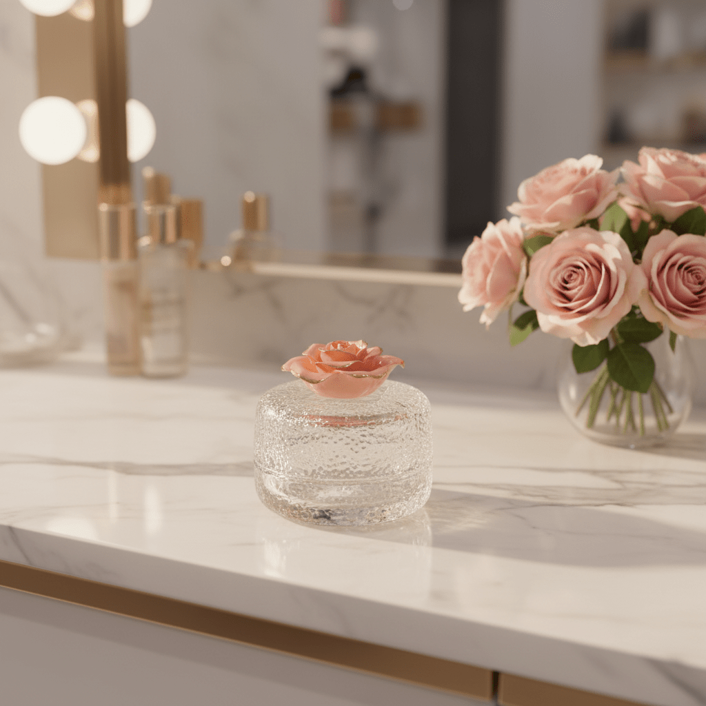 AKDC small glass candy jar with floral lid decorative storage container sweet holder gift item 8cm - Al Kabayel Discount CentreAKDC small glass candy jar with floral lid decorative storage container sweet holder gift item 8cmJars & Food SaversAKDCAl Kabayel Discount Centre