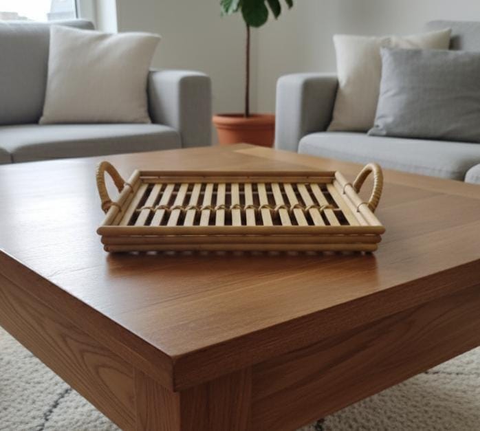 AKDC Small Square Bamboo Tray 30×30×3 cm – Compact Natural Wooden Tray - Al Kabayel Discount CentreAKDC Small Square Bamboo Tray 30×30×3 cm – Compact Natural Wooden TrayServing TraysAKDCAl Kabayel Discount Centre