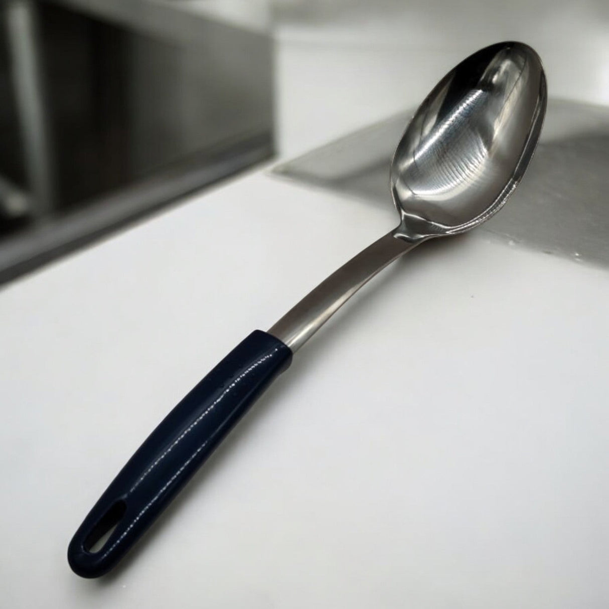 AKDC Stainlessteel Serving Spoon With Plastic Handle - 33cmX7cm - Blue&Steel - Al Kabayel Discount CentreAKDC Stainlessteel Serving Spoon With Plastic Handle - 33cmX7cm - Blue&SteelCookware AccessoriesAKDCAl Kabayel Discount Centre