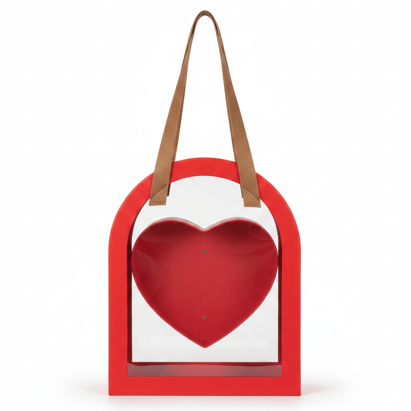 AKDC Stylish Red Arch Frame Heart Cardboard Gift Box with Clear Cover & Faux Leather Handles for Romantic Hampers & Special Occasions - Al Kabayel Discount CentreAKDC Stylish Red Arch Frame Heart Cardboard Gift Box with Clear Cover & Faux Leather Handles for Romantic Hampers & Special OccasionsPacking & Wrapping SuppliesAKDCAl Kabayel Discount Centre