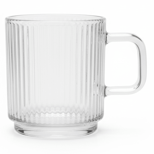 AKDC Stylish Vertical Cut Pattern Clear Glass Mug with Handle for Modern Kitchen 370ml - Al Kabayel Discount CentreAKDC Stylish Vertical Cut Pattern Clear Glass Mug with Handle for Modern Kitchen 370mlMugsAKDCAl Kabayel Discount Centre