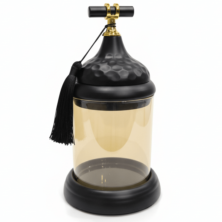 AKDC Tall Glass Kitchen Storage Canister with Matte Black Metal Cover – Contemporary Airtight Style Jar for Pasta, Rice, Lentils and Cereals, Premium Home Organization, Size 25 × 13 cm - Al Kabayel Discount CentreAKDC Tall Glass Kitchen Storage Canister with Matte Black Metal Cover – Contemporary Airtight Style Jar for Pasta, Rice, Lentils and Cereals, Premium Home Organization, Size 25 × 13 cmJars & Food SaversAKDCAl Kabayel Discount Centre