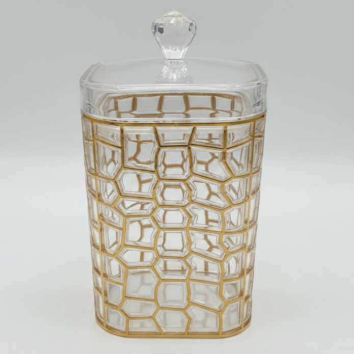 AKDC Tall Gold Accent Acrylic Storage Canister with Lid for Pantry Organization 17 × 12 cm - Al Kabayel Discount CentreAKDC Tall Gold Accent Acrylic Storage Canister with Lid for Pantry Organization 17 × 12 cmJars & Food SaversAKDCAl Kabayel Discount Centre