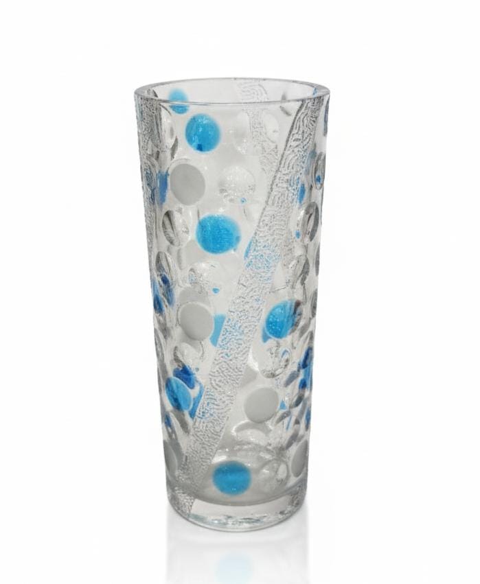 AKDC Transparent Glass Vase with Light Blue Circle Design – Stylish Contemporary Pattern – 30×12 cm - Al Kabayel Discount CentreAKDC Transparent Glass Vase with Light Blue Circle Design – Stylish Contemporary Pattern – 30×12 cmFlower/Plant PotsAKDCAl Kabayel Discount Centre