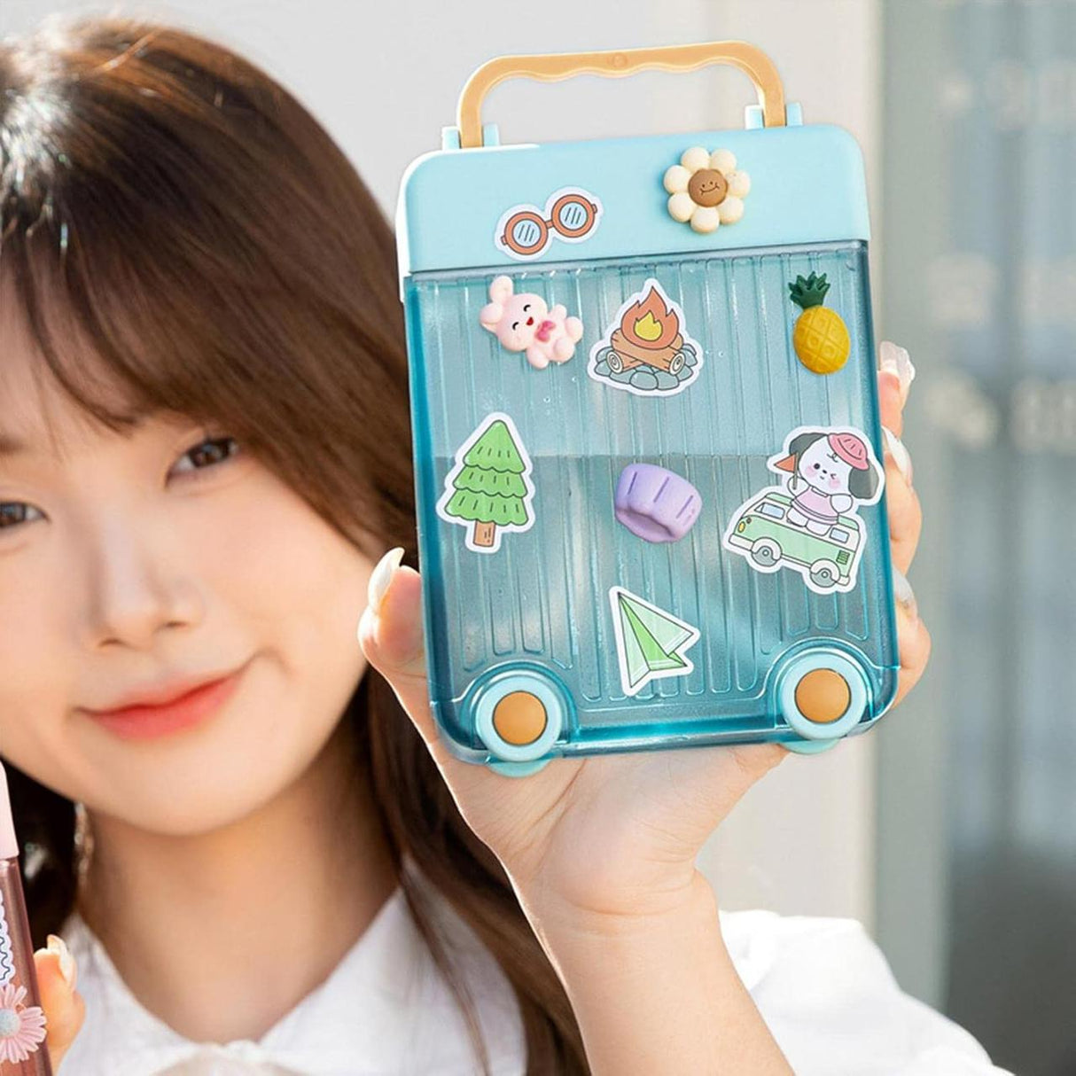 AKDC Transparent Plastic Water Bottle 450ml with Stickers, Trolly Design, Blue/Orange - Al Kabayel Discount CentreAKDC Transparent Plastic Water Bottle 450ml with Stickers, Trolly Design, Blue/OrangeWater BottlesAKDCAl Kabayel Discount Centre